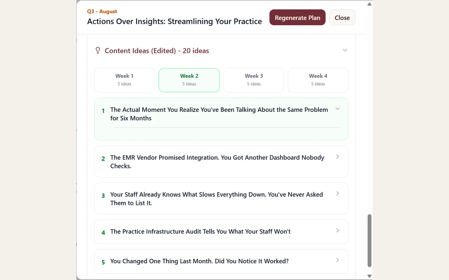 Mindraft: A month of content ideas, planned week by week